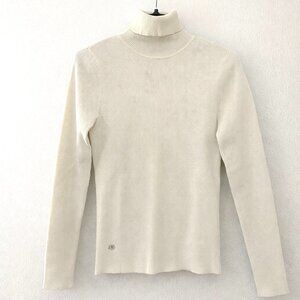 Ralph Lauren Ribbed Turtleneck Sweater — Cream / Ivory — Size PL
